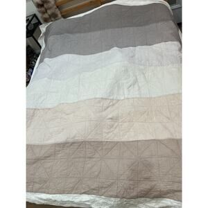 Coastal Color Block Quilt Queen Grey Pastel Lightweight 100% Cotton Beach
